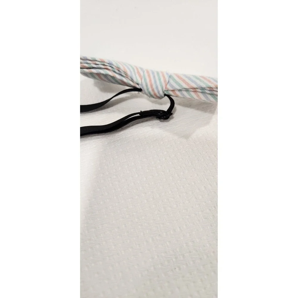 Stylish Boy‎ Bow Tie Blue/Peach/White/Green Stripes Adjustable Easter/Wedding